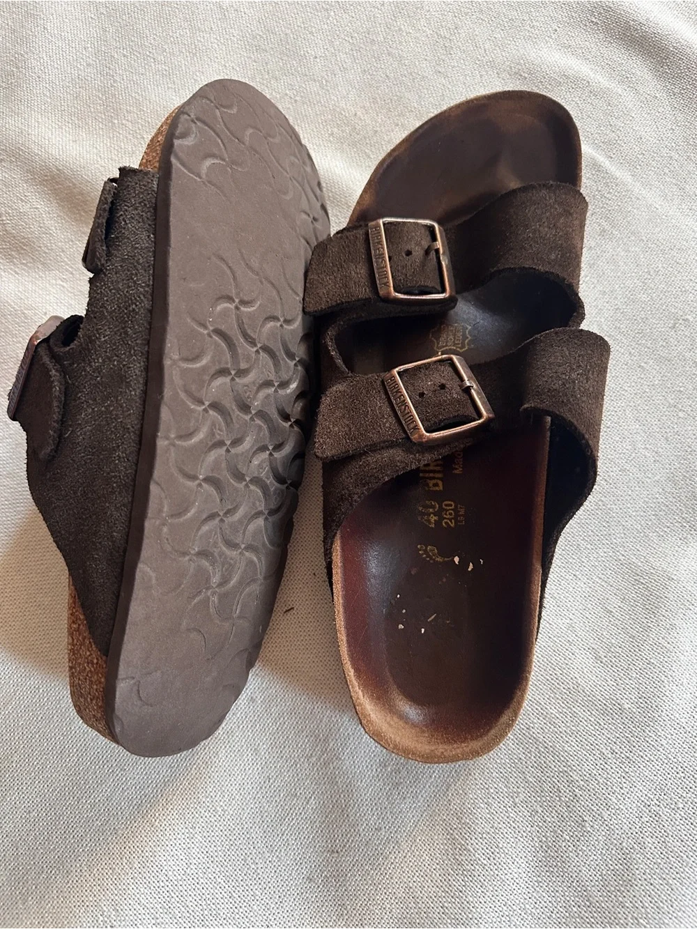 BIRKENSTOCK Arizona Brown Suede Double Strap Cork Footbed Sandal | M7 W9